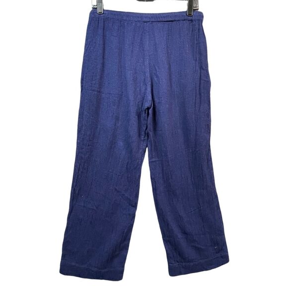 Soft Surroundings Pants Womens XS Petite Blue Linen Blend Pull On Crop Coastal - Picture 3 of 12